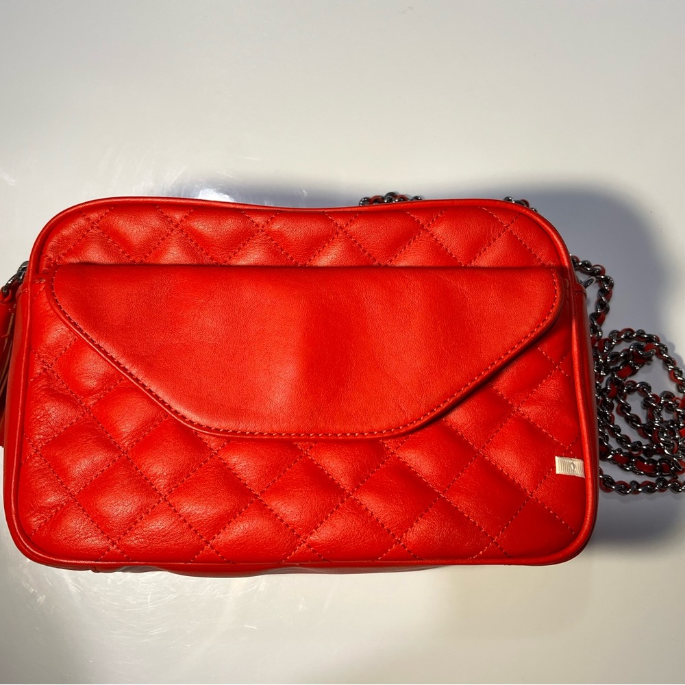 Red Quilted Chain Shoulder Bag